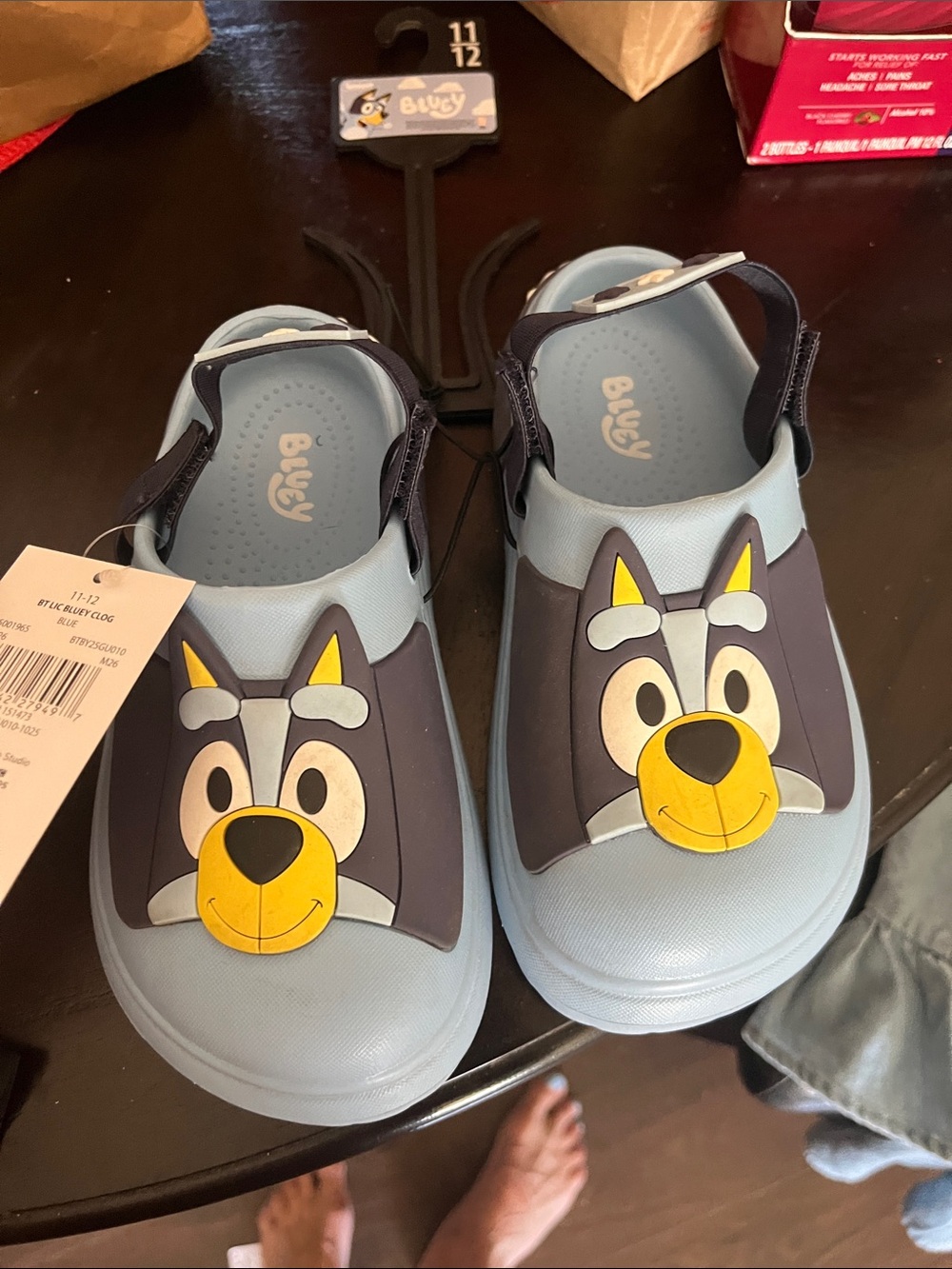 Lucy Light Blue and Navy Kids Slip-On Water Shoes with Dog Face